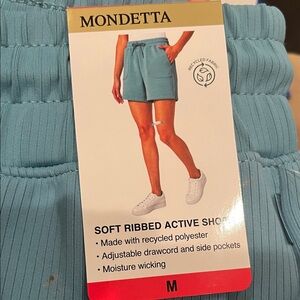 Mondetta Women's Teal Ribbed Athletic Shorts M nwt